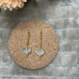 Blue & Gold Heart Beaded Earrings